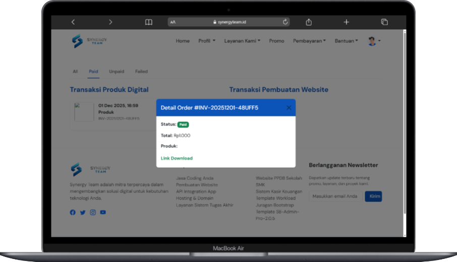 CEK PESANAN PADA RIWAYAT TRANSAKSI